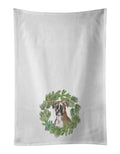 Boxer Fawn Christmas Wreath Kitchen Towel Set of 2 White Dish Towels Decorative Bathroom Hand towel for Hand, Face, Hair, Yoga, Tea, Dishcloth, 19 X 28", White