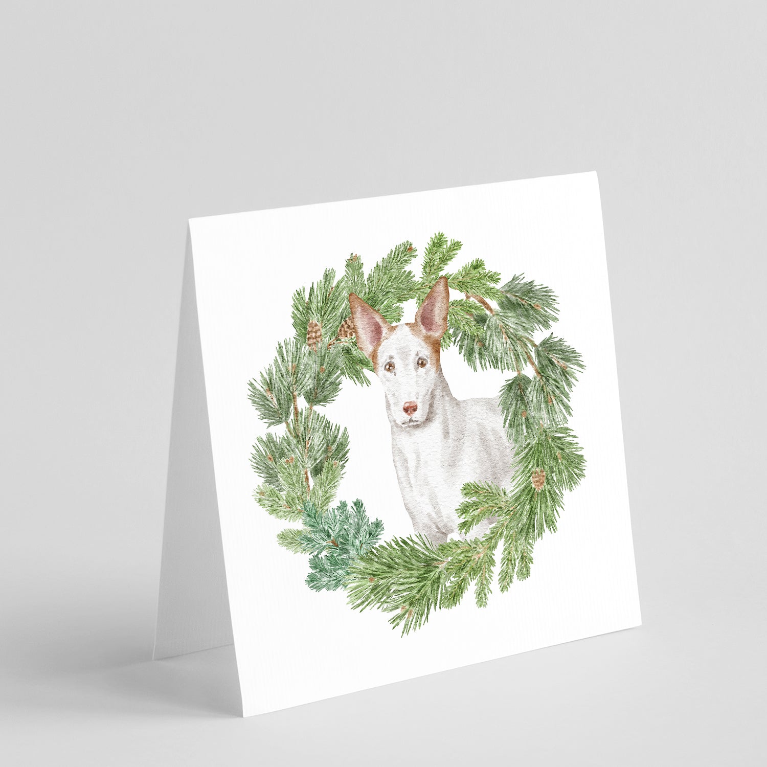 Ibizan Hound Christmas Wreath Square Greeting Cards and Envelopes Pack of 8 Blank Cards with Envelopes Blank Thank You Note Greeting Cards Stationery