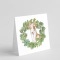 Ibizan Hound Sitting Tall Christmas Wreath Square Greeting Cards and Envelopes Pack of 8 Blank Cards with Envelopes Blank Thank You Note Greeting Cards Stationery