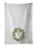 Ibizan Hound Sitting Tall Christmas Wreath Kitchen Towel Set of 2 White Dish Towels Decorative Bathroom Hand towel for Hand, Face, Hair, Yoga, Tea, Dishcloth, 19 X 28", White