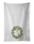 Ibizan Hound Sitting Proud Christmas Wreath Kitchen Towel Set of 2 White Dish Towels Decorative Bathroom Hand towel for Hand, Face, Hair, Yoga, Tea, Dishcloth, 19 X 28", White