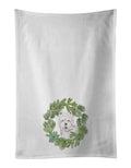 West Highland White Terrier Smiling Christmas Wreath Kitchen Towel Set of 2 White Dish Towels Decorative Bathroom Hand towel for Hand, Face, Hair, Yoga, Tea, Dishcloth, 19 X 28", White