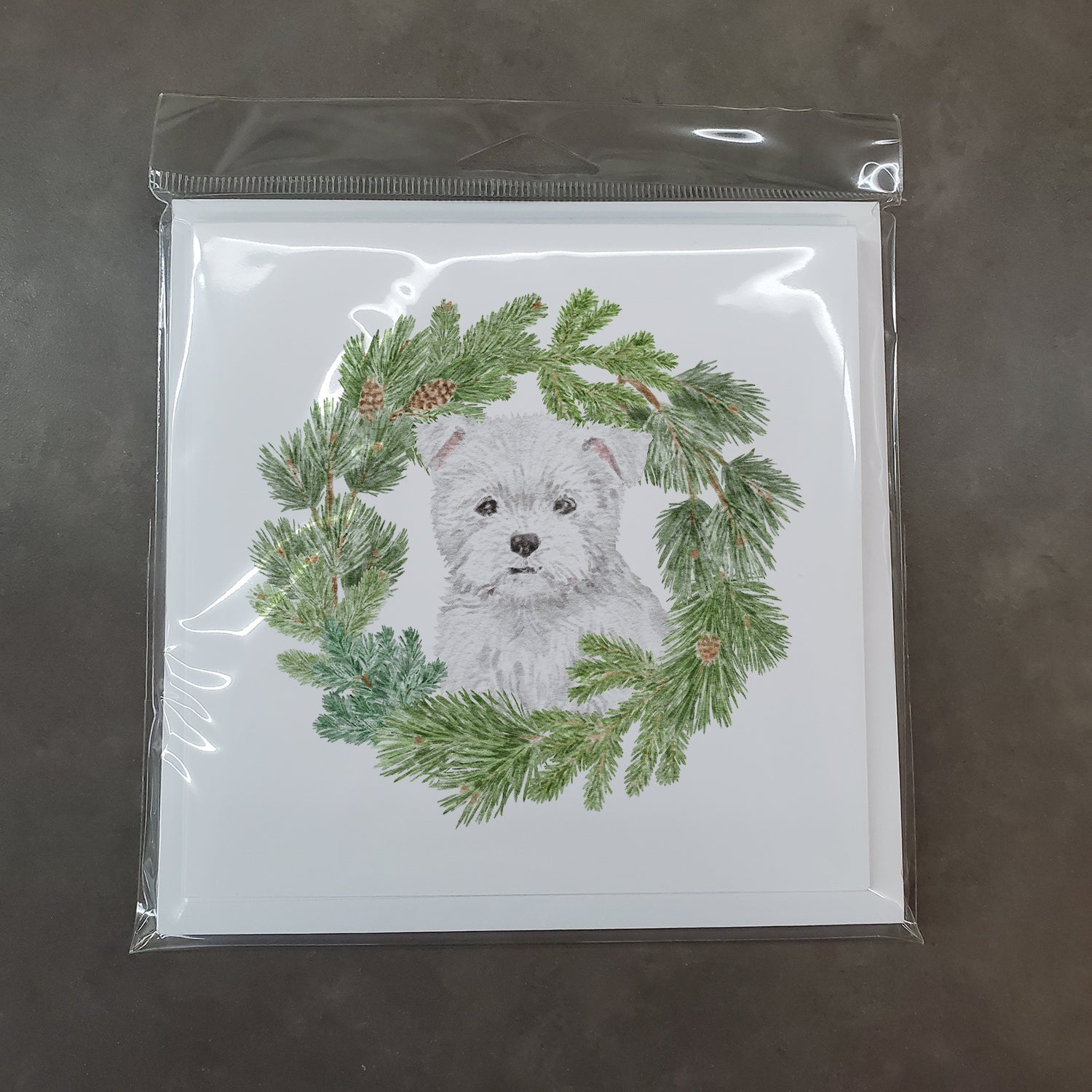West Highland White Terrier Puppy Christmas Wreath Square Greeting Cards and Envelopes Pack of 8 Blank Cards with Envelopes Blank Thank You Note Greeting Cards Stationery