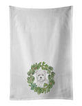 West Highland White Terrier Puppy Christmas Wreath Kitchen Towel Set of 2 White Dish Towels Decorative Bathroom Hand towel for Hand, Face, Hair, Yoga, Tea, Dishcloth, 19 X 28", White