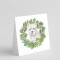 West Highland White Terrier Sitting Pretty Christmas Wreath Square Greeting Cards and Envelopes Pack of 8 Blank Cards with Envelopes Blank Thank You Note Greeting Cards Stationery