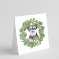 Schnauzer Black and Silver Christmas Wreath Square Greeting Cards and Envelopes Pack of 8 Blank Cards with Envelopes Blank Thank You Note Greeting Cards Stationery