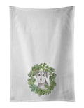 Schnauzer Salt and Pepper Christmas Wreath Kitchen Towel Set of 2 White Dish Towels Decorative Bathroom Hand towel for Hand, Face, Hair, Yoga, Tea, Dishcloth, 19 X 28", White