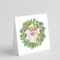 Shiba Inu Smiling Christmas Wreath Square Greeting Cards and Envelopes Pack of 8 Blank Cards with Envelopes Blank Thank You Note Greeting Cards Stationery