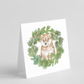 Shiba Inu Puppy Sitting Pretty Christmas Wreath Square Greeting Cards and Envelopes Pack of 8 Blank Cards with Envelopes Blank Thank You Note Greeting Cards Stationery