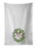 Sheltie/Shetland Sheepdog Puppy Sable Christmas Wreath Kitchen Towel Set of 2 White Dish Towels Decorative Bathroom Hand towel for Hand, Face, Hair, Yoga, Tea, Dishcloth, 19 X 28", White