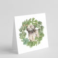 Briard Puppy Smiling Christmas Wreath Square Greeting Cards and Envelopes Pack of 8 Blank Cards with Envelopes Blank Thank You Note Greeting Cards Stationery