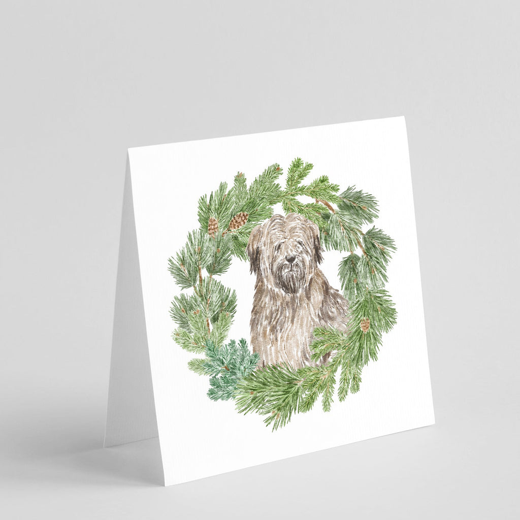 Briard Christmas Wreath Square Greeting Cards and Envelopes Pack of 8 Blank Cards with Envelopes Blank Thank You Note Greeting Cards Stationery