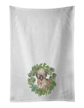 Briard Smiling Christmas Wreath Kitchen Towel Set of 2 White Dish Towels Decorative Bathroom Hand towel for Hand, Face, Hair, Yoga, Tea, Dishcloth, 19 X 28", White