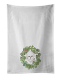 Bichon Frise Christmas Wreath Kitchen Towel Set of 2 White Dish Towels Decorative Bathroom Hand towel for Hand, Face, Hair, Yoga, Tea, Dishcloth, 19 X 28", White