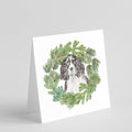 English Springer Spaniel Black and White Christmas Wreath Square Greeting Cards and Envelopes Pack of 8 Blank Cards with Envelopes Blank Thank You Note Greeting Cards Stationery