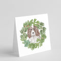 English Springer Spaniel Red and White Christmas Wreath Square Greeting Cards and Envelopes Pack of 8 Blank Cards with Envelopes Blank Thank You Note Greeting Cards Stationery