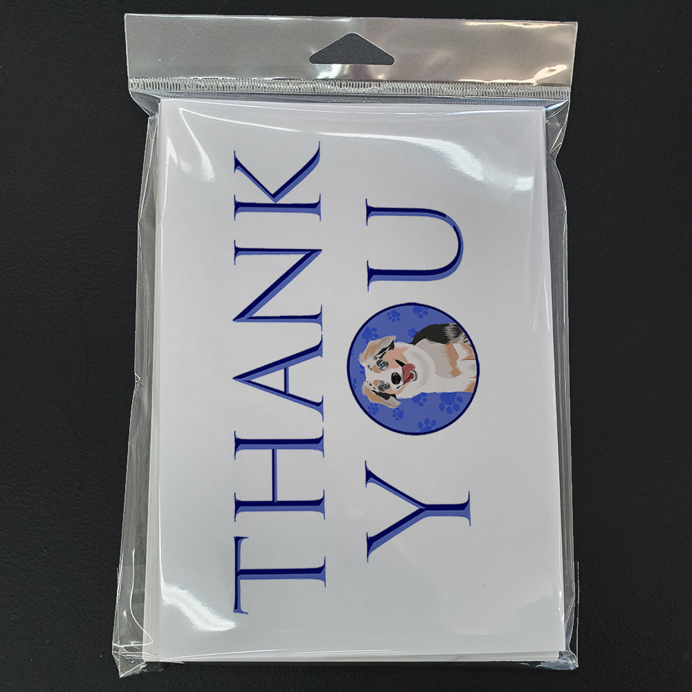 Australian Shepherd Blue Merle Puppy #1 Thank You Greeting Cards Pack of 8 Blank Cards with Envelopes Whimsical A7 Size 5x7