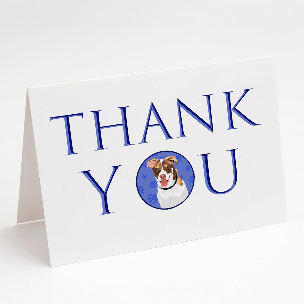 Australian Shepherd Red and White #2 Thank You Greeting Cards Pack of 8 Blank Cards with Envelopes Whimsical A7 Size 5x7