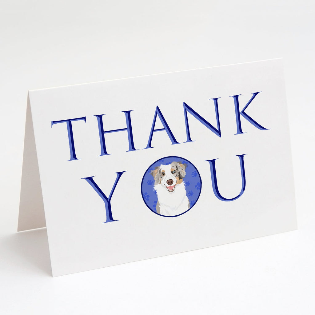 Australian Shepherd Red Merle Tricolor #1 Thank You Greeting Cards Pack of 8 Blank Cards with Envelopes Whimsical A7 Size 5x7
