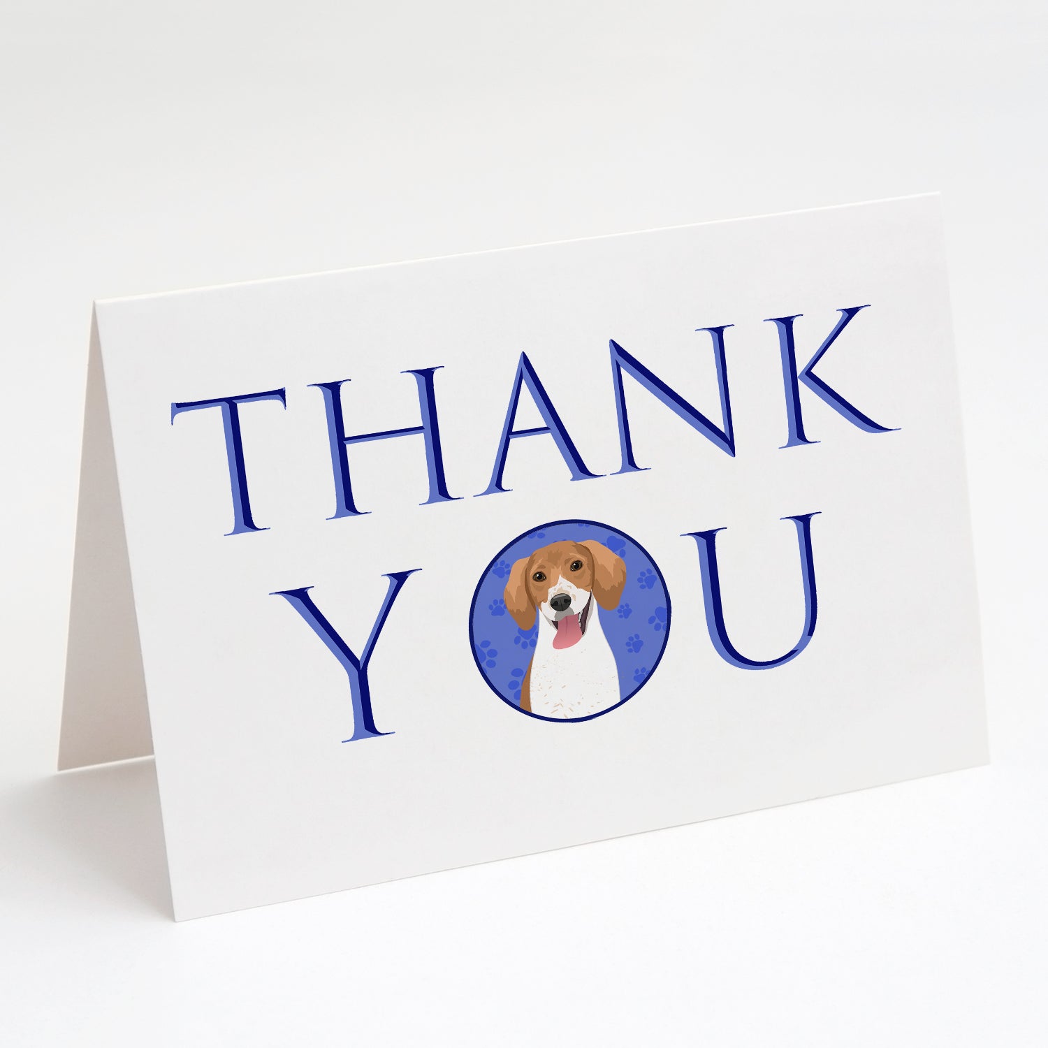 Beagle Red and White Red Ticked #2 Thank You Greeting Cards Pack of 8 Blank Cards with Envelopes Whimsical A7 Size 5x7