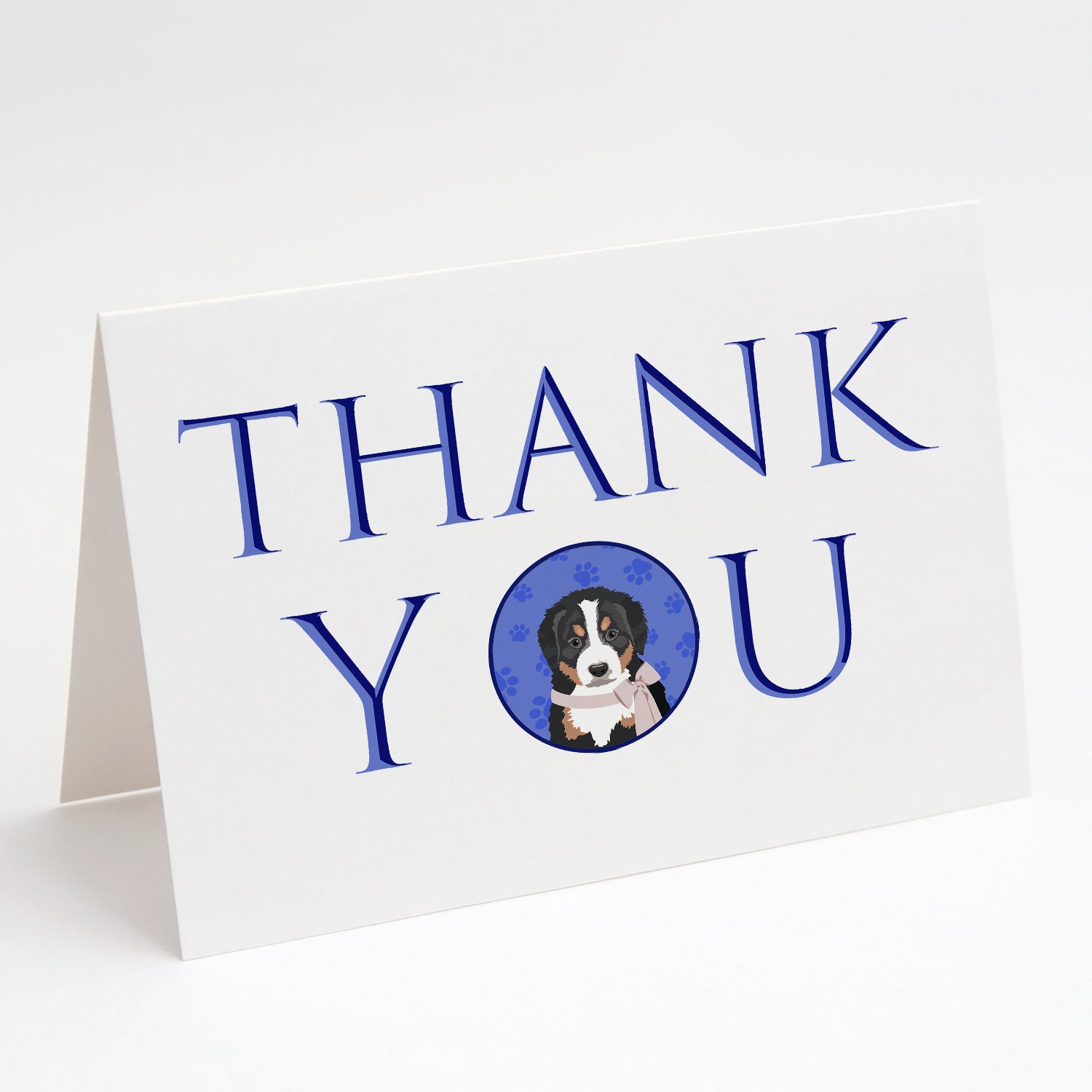 Bernese Mountain Dog Puppy #1 Thank You Greeting Cards Pack of 8 Blank Cards with Envelopes Whimsical A7 Size 5x7