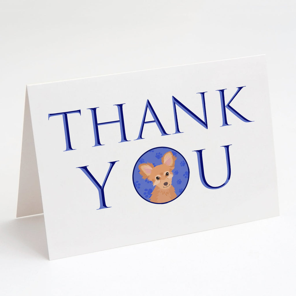 Chihuahua Fawn Thank You Greeting Cards Pack of 8 Blank Cards with Envelopes Whimsical A7 Size 5x7