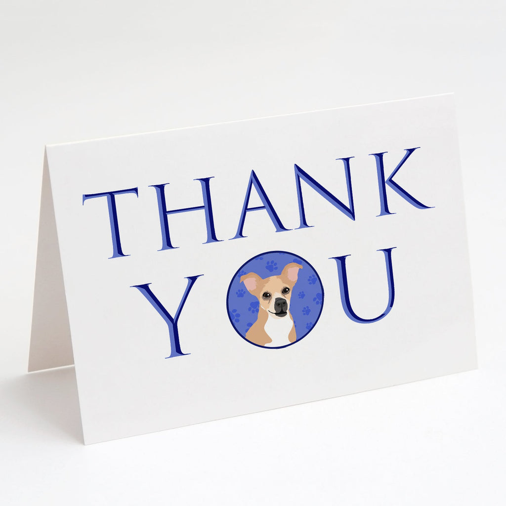 Chihuahua Gold and White Thank You Greeting Cards Pack of 8 Blank Cards with Envelopes Whimsical A7 Size 5x7