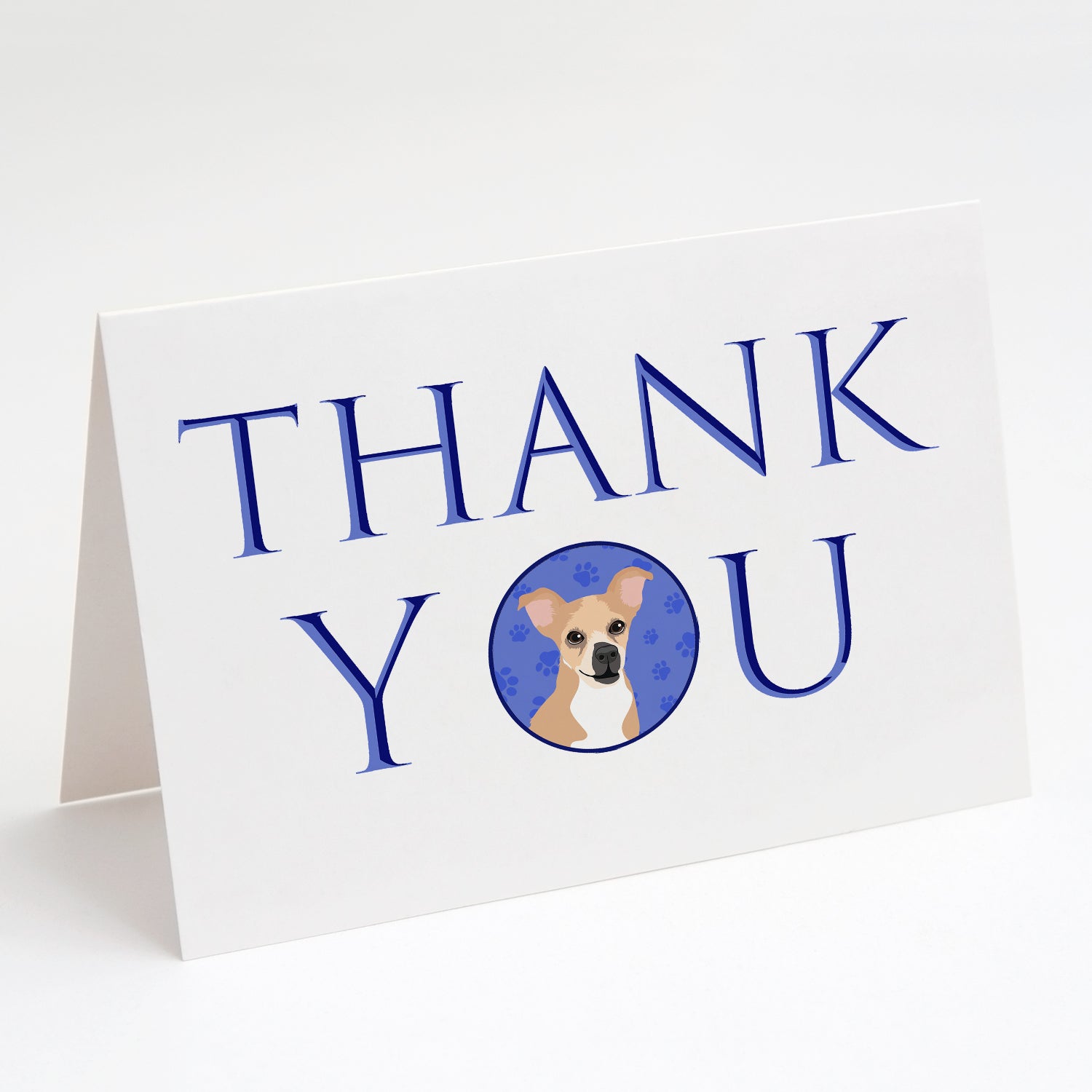 Chihuahua Gold and White Thank You Greeting Cards Pack of 8 Blank Cards with Envelopes Whimsical A7 Size 5x7