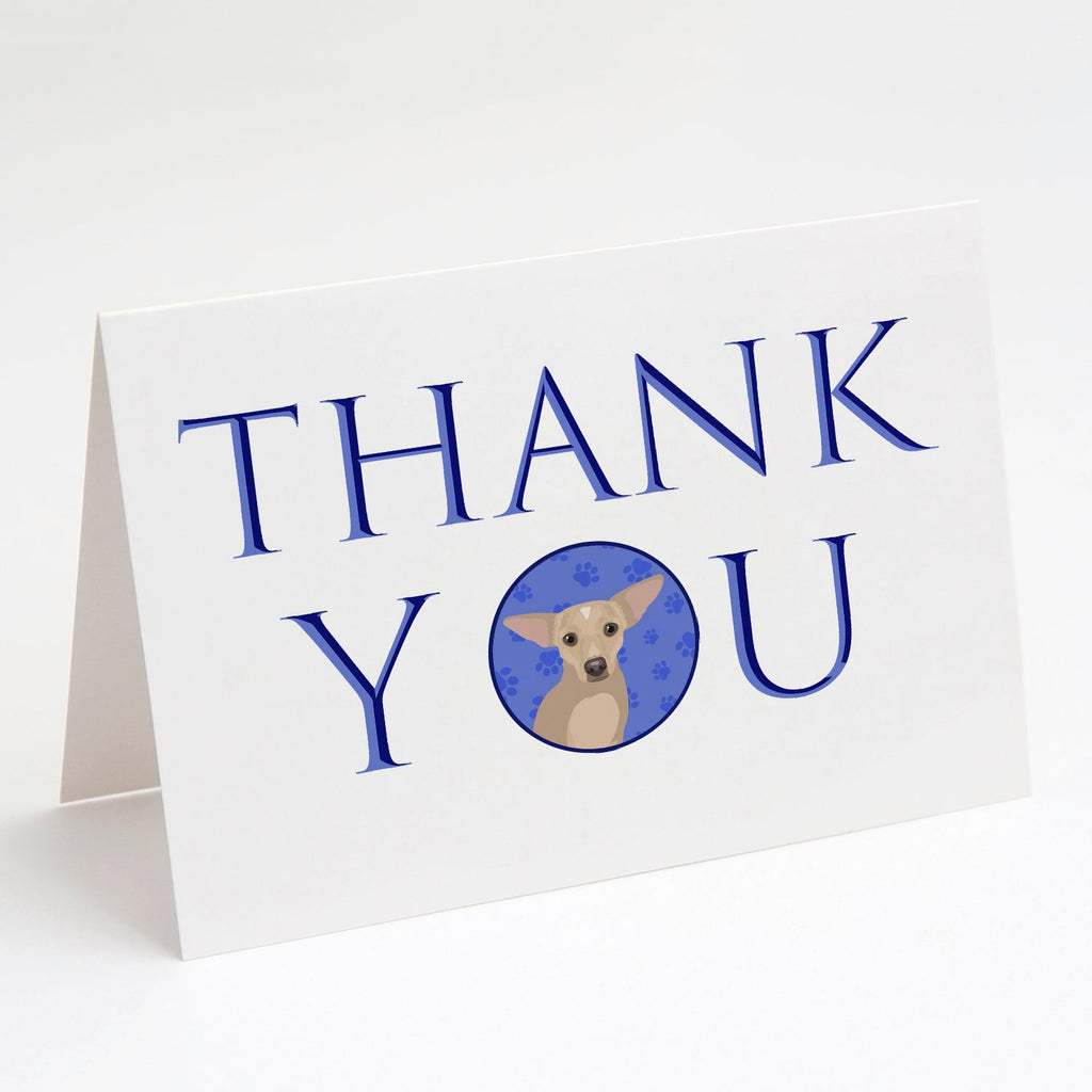 Chihuahua Silver Thank You Greeting Cards Pack of 8 Blank Cards with Envelopes Whimsical A7 Size 5x7