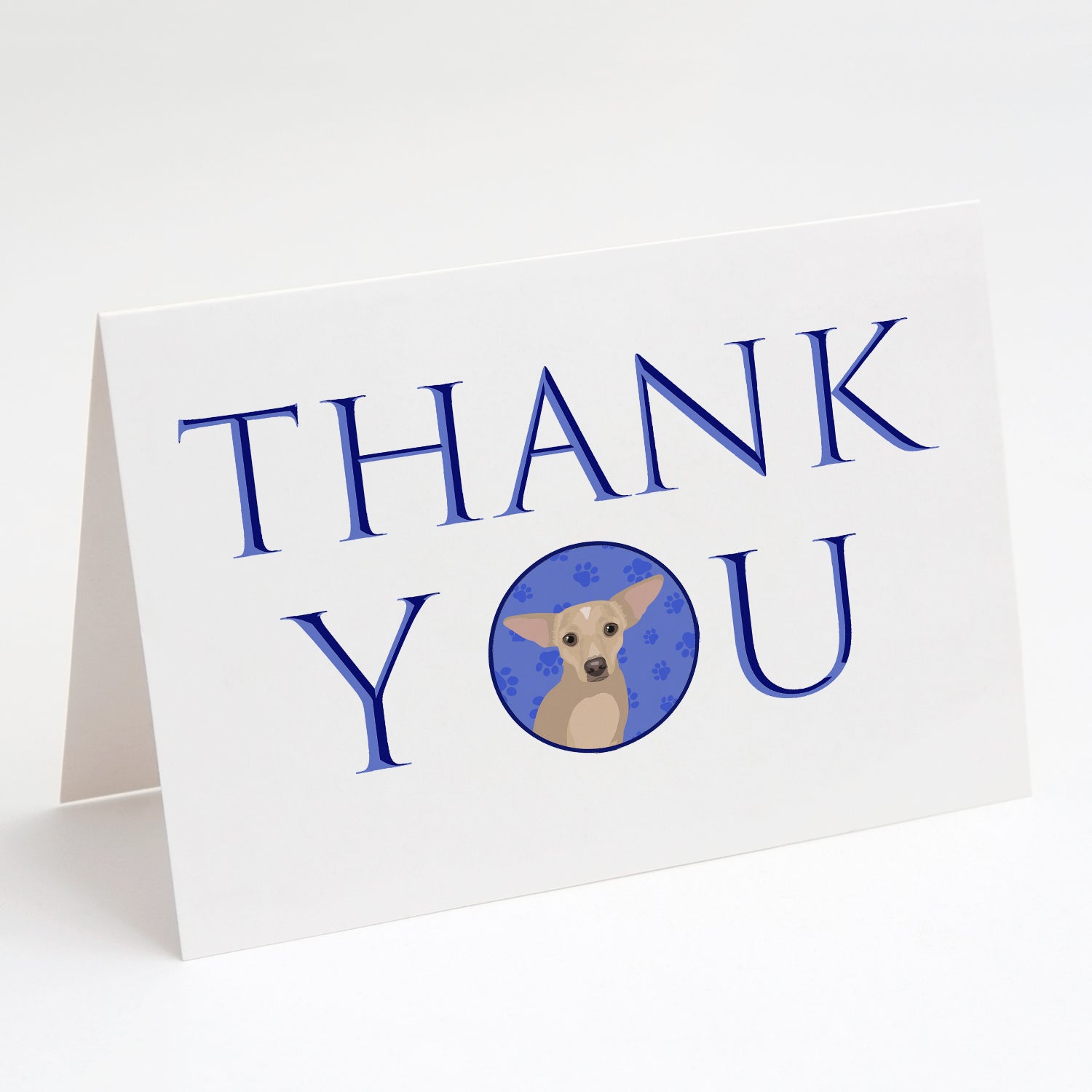 Chihuahua Silver Thank You Greeting Cards Pack of 8 Blank Cards with Envelopes Whimsical A7 Size 5x7
