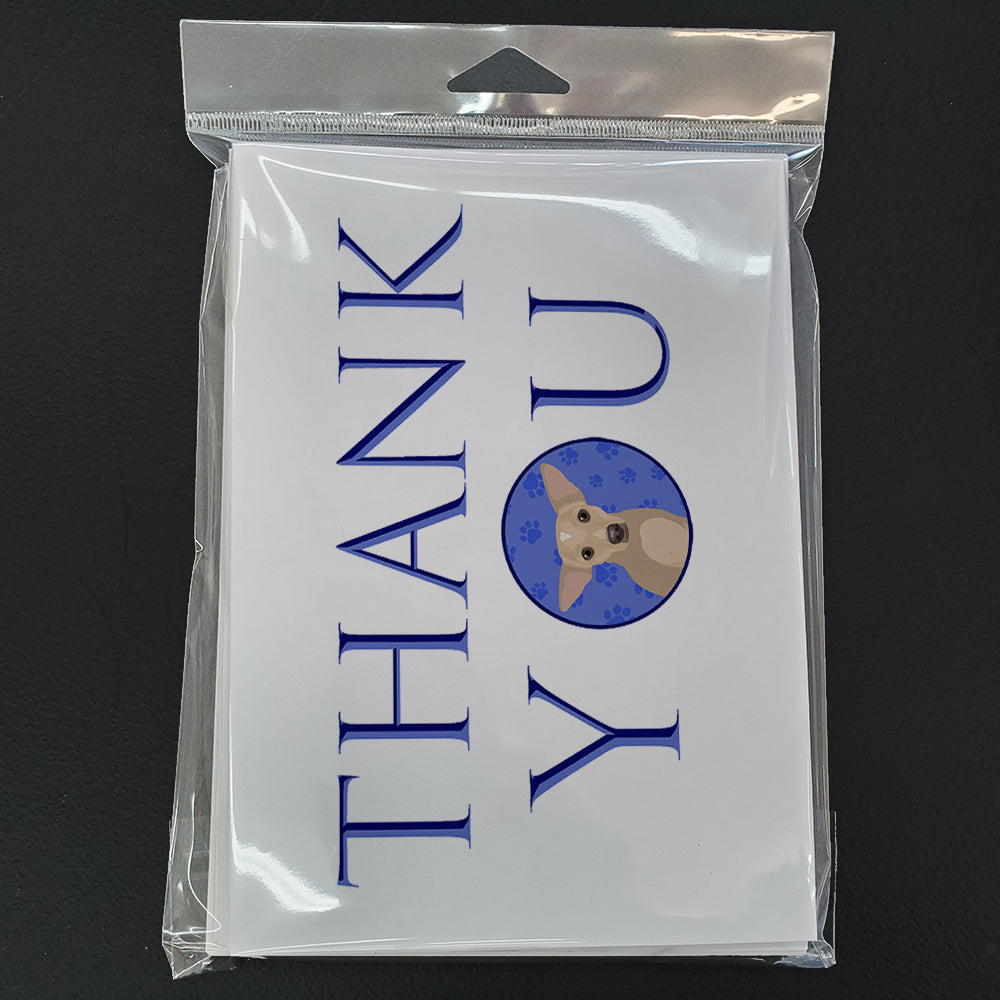Chihuahua Silver Thank You Greeting Cards Pack of 8 Blank Cards with Envelopes Whimsical A7 Size 5x7