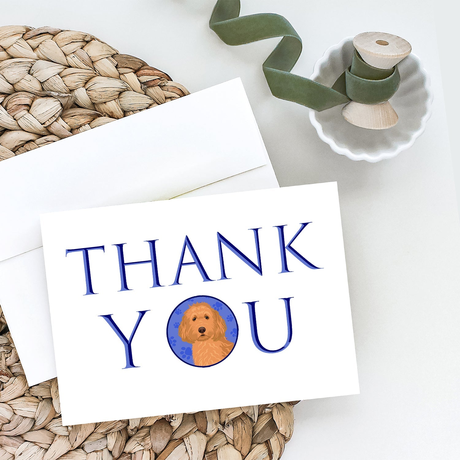 Doodle Red #1 Thank You Greeting Cards Pack of 8 Blank Cards with Envelopes Whimsical A7 Size 5x7