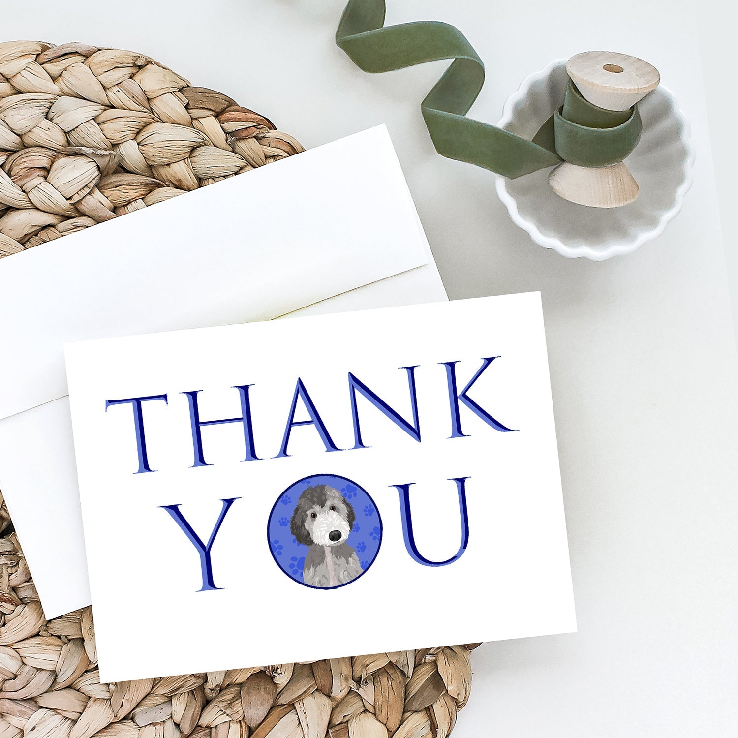 Doodle Silver #1 Thank You Greeting Cards Pack of 8 Blank Cards with Envelopes Whimsical A7 Size 5x7