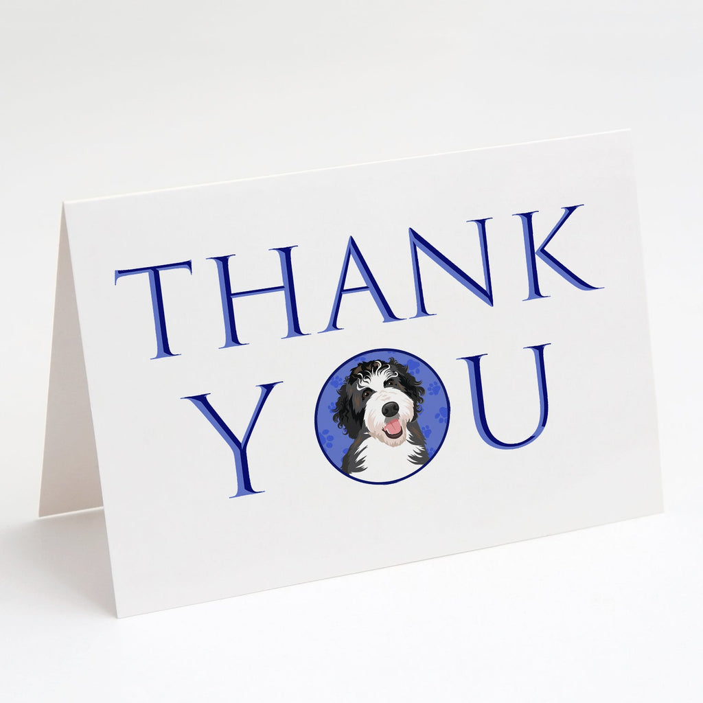 Doodle Silver and White #1 Thank You Greeting Cards Pack of 8 Blank Cards with Envelopes Whimsical A7 Size 5x7
