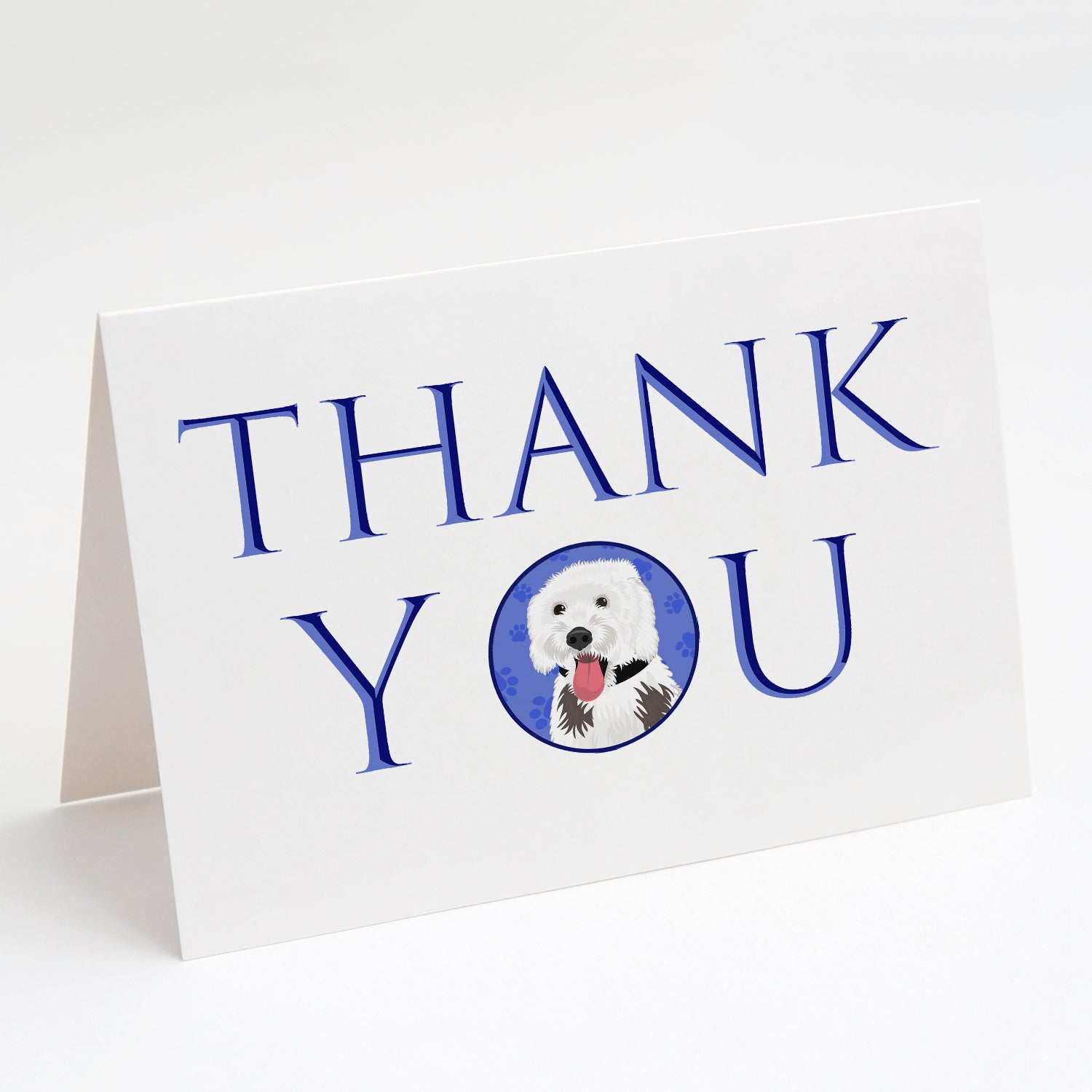 Doodle Silver and White #2 Thank You Greeting Cards Pack of 8 Blank Cards with Envelopes Whimsical A7 Size 5x7