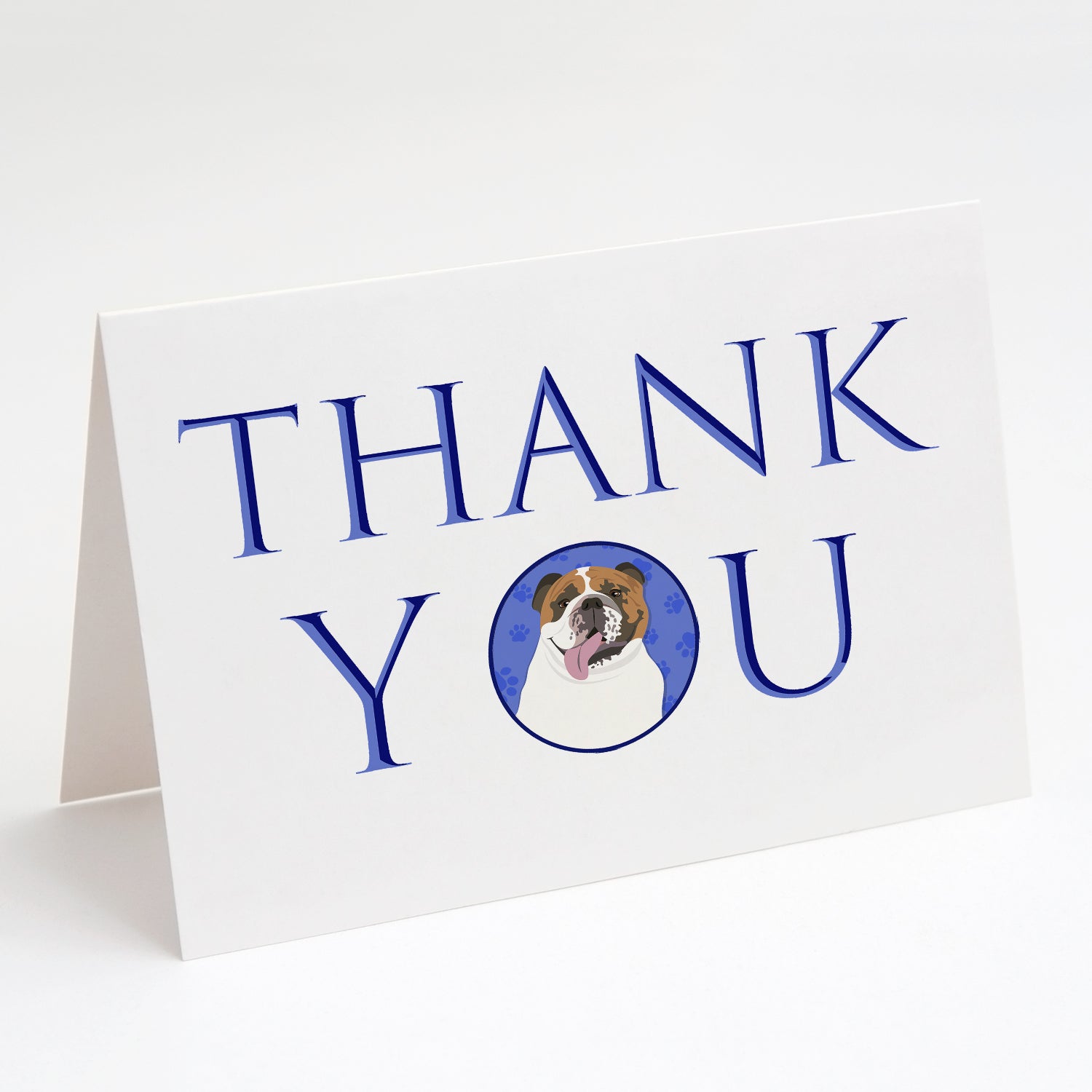 English Bulldog Tricolor #1 Thank You Greeting Cards Pack of 8 Blank Cards with Envelopes Whimsical A7 Size 5x7