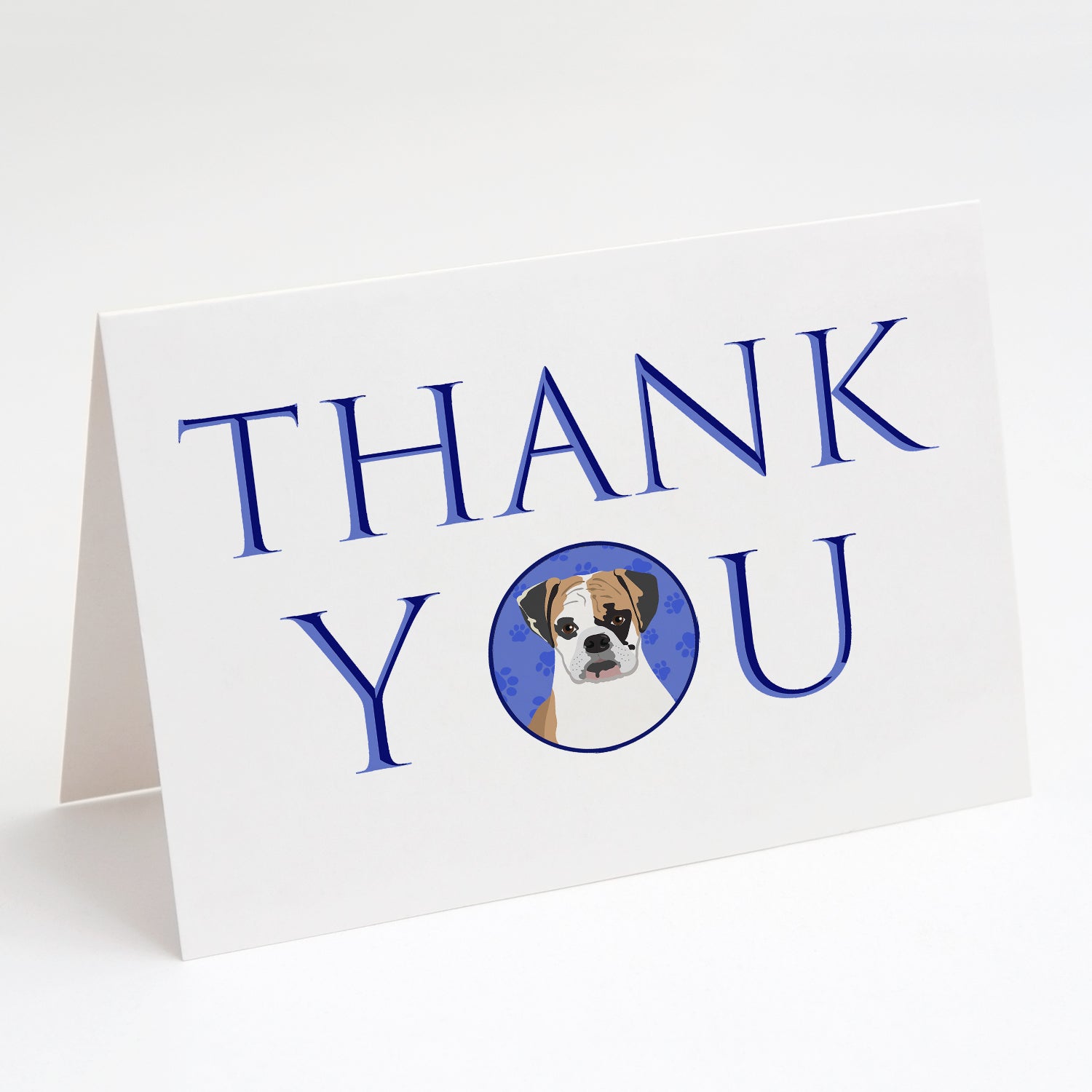 English Bulldog Tricolor #2 Thank You Greeting Cards Pack of 8 Blank Cards with Envelopes Whimsical A7 Size 5x7