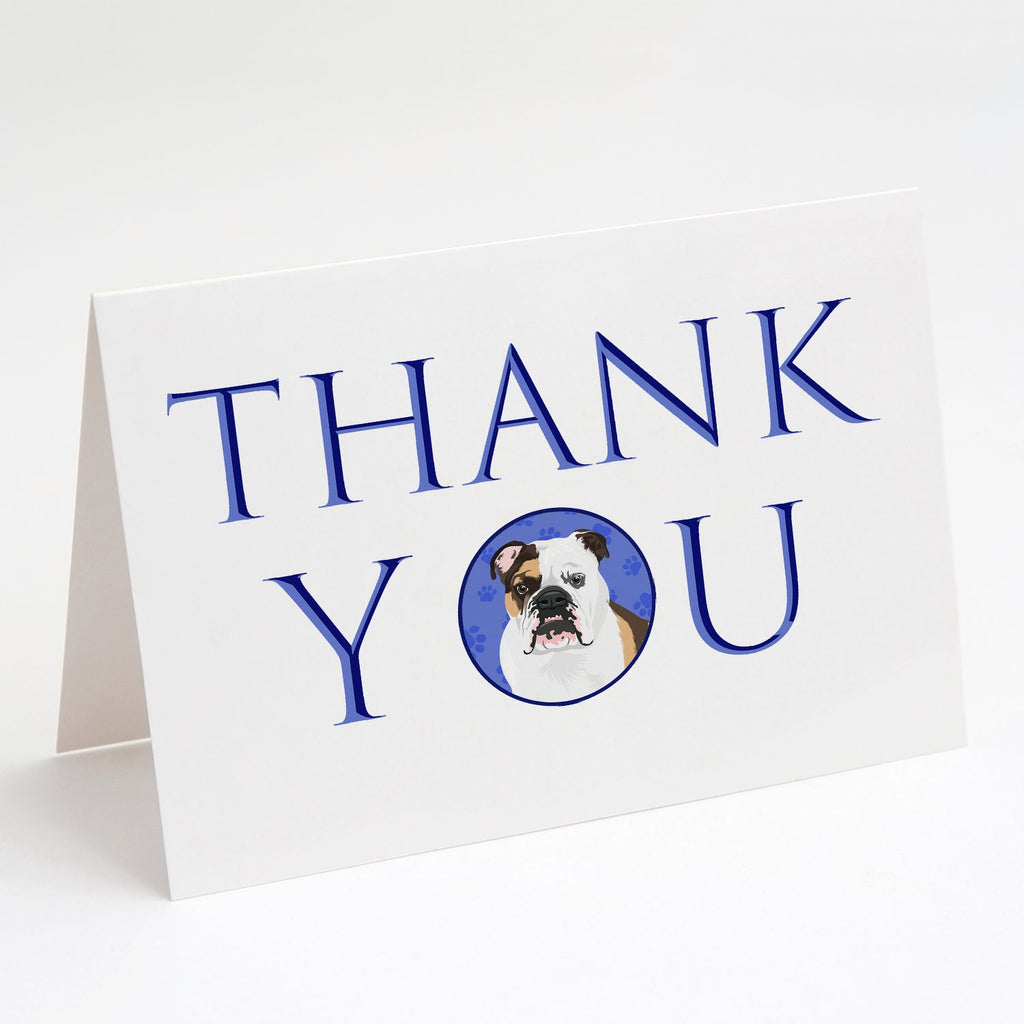 English Bulldog Tricolor #3 Thank You Greeting Cards Pack of 8 Blank Cards with Envelopes Whimsical A7 Size 5x7