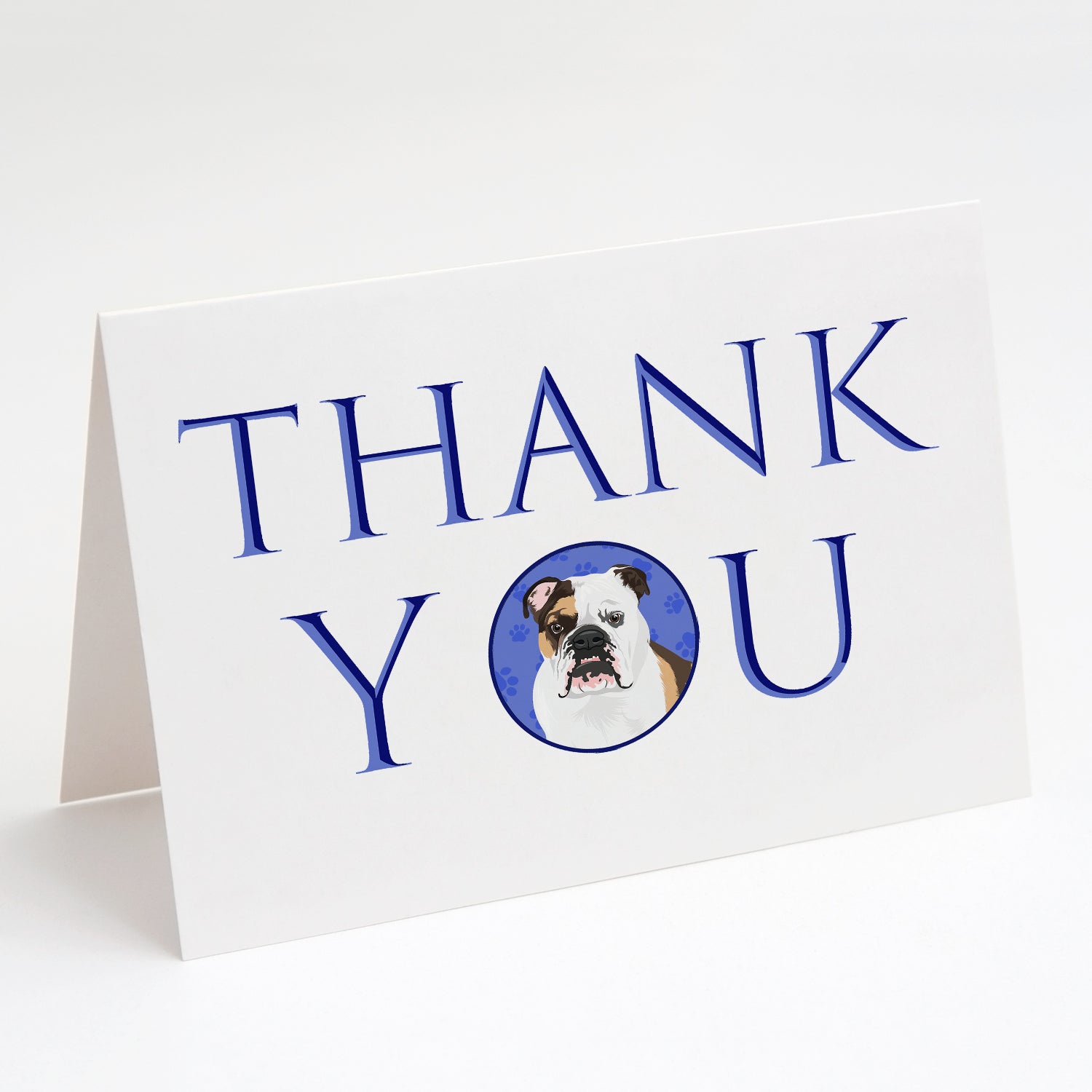 English Bulldog Tricolor #3 Thank You Greeting Cards Pack of 8 Blank Cards with Envelopes Whimsical A7 Size 5x7