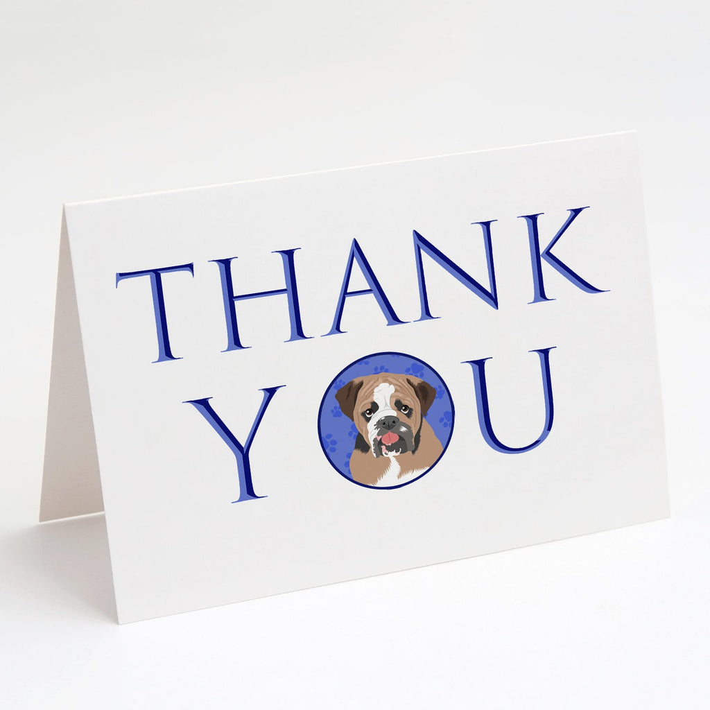 English Bulldog Tricolor #4 Thank You Greeting Cards Pack of 8 Blank Cards with Envelopes Whimsical A7 Size 5x7