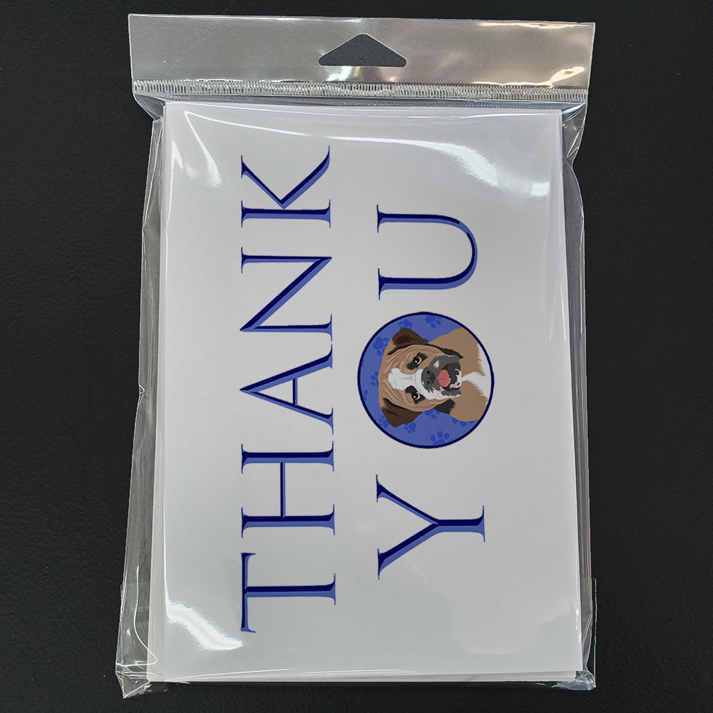 English Bulldog Tricolor #4 Thank You Greeting Cards Pack of 8 Blank Cards with Envelopes Whimsical A7 Size 5x7