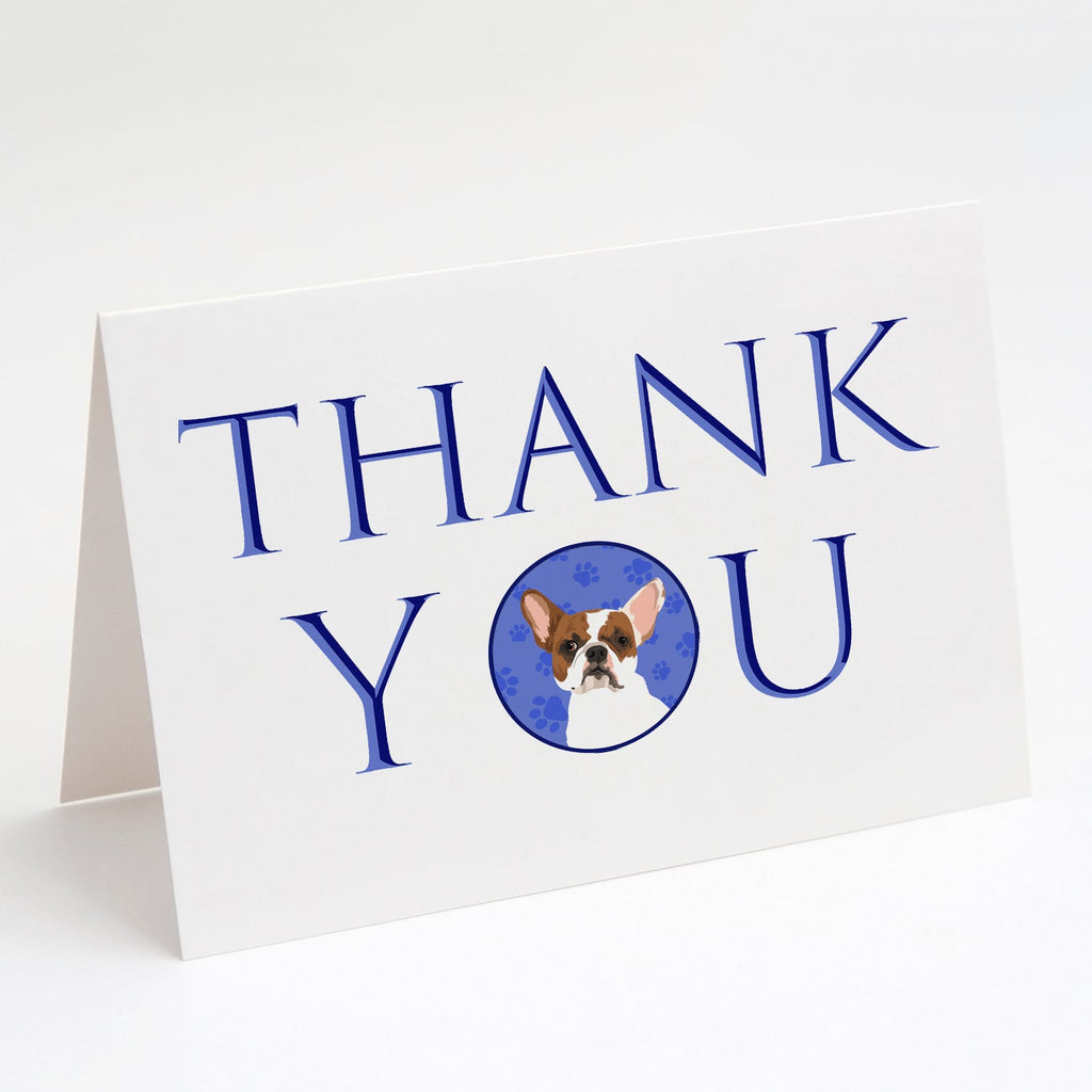French Bulldog White #2 Thank You Greeting Cards Pack of 8 Blank Cards with Envelopes Whimsical A7 Size 5x7