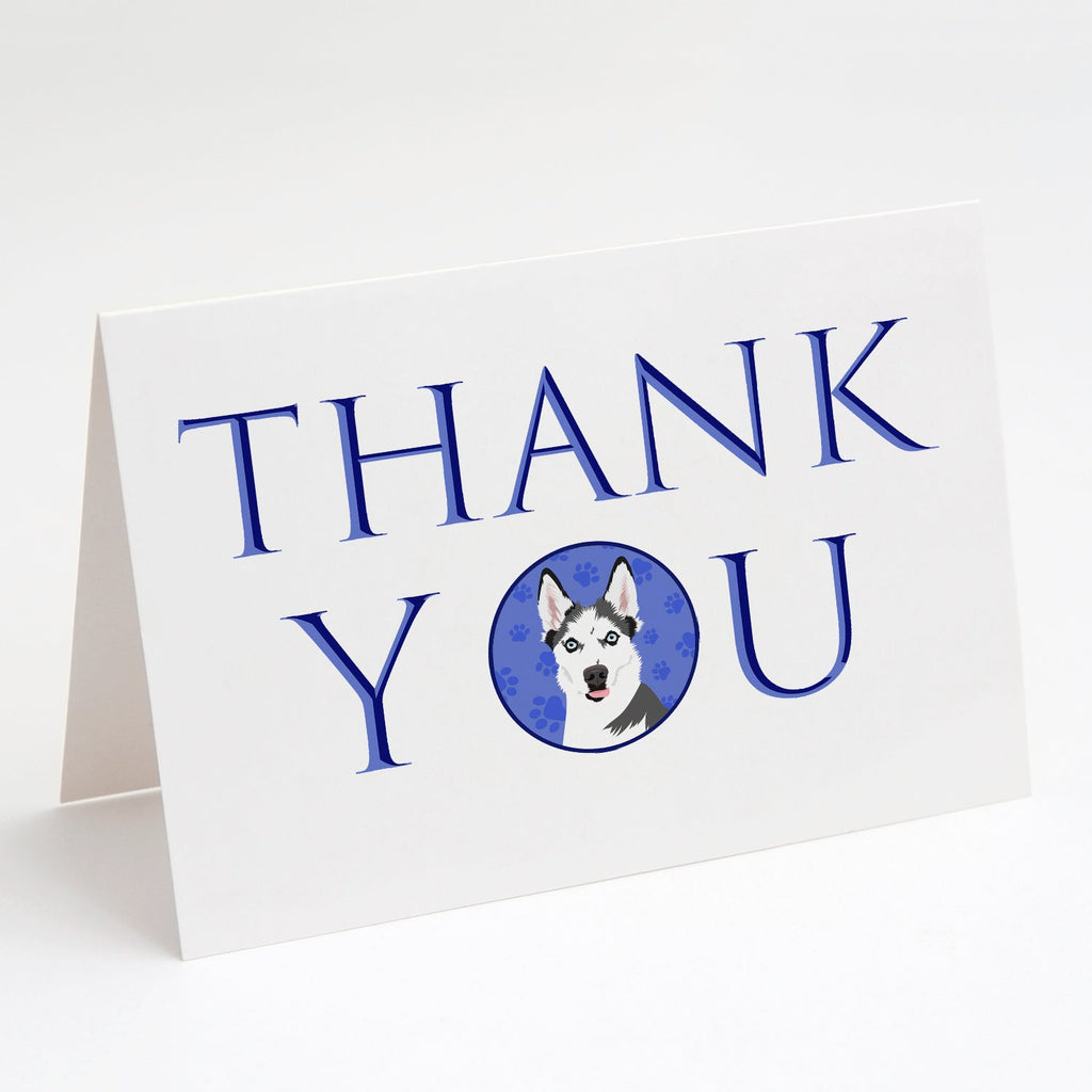 Siberian Husky Puppy Thank You Greeting Cards Pack of 8 Blank Cards with Envelopes Whimsical A7 Size 5x7