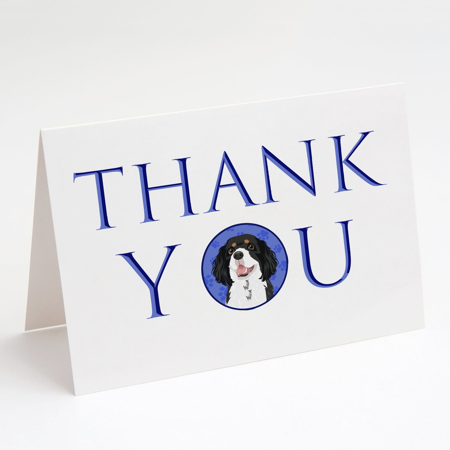 Cavalier King Charles Spaniel Tricolor #2 Thank You Greeting Cards Pack of 8 Blank Cards with Envelopes Whimsical A7 Size 5x7