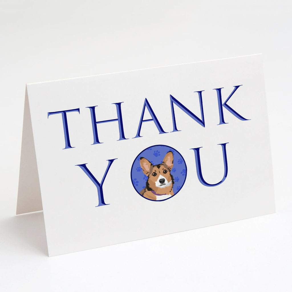 Pembroke Welsh Corgi Sable and White Thank You Greeting Cards Pack of 8 Blank Cards with Envelopes Whimsical A7 Size 5x7