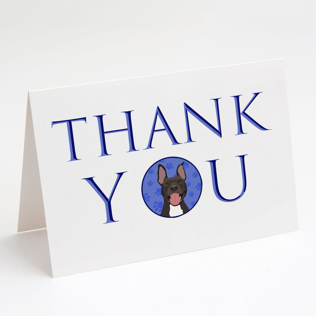 Pit Bull Black #4 Thank You Greeting Cards Pack of 8 Blank Cards with Envelopes Whimsical A7 Size 5x7