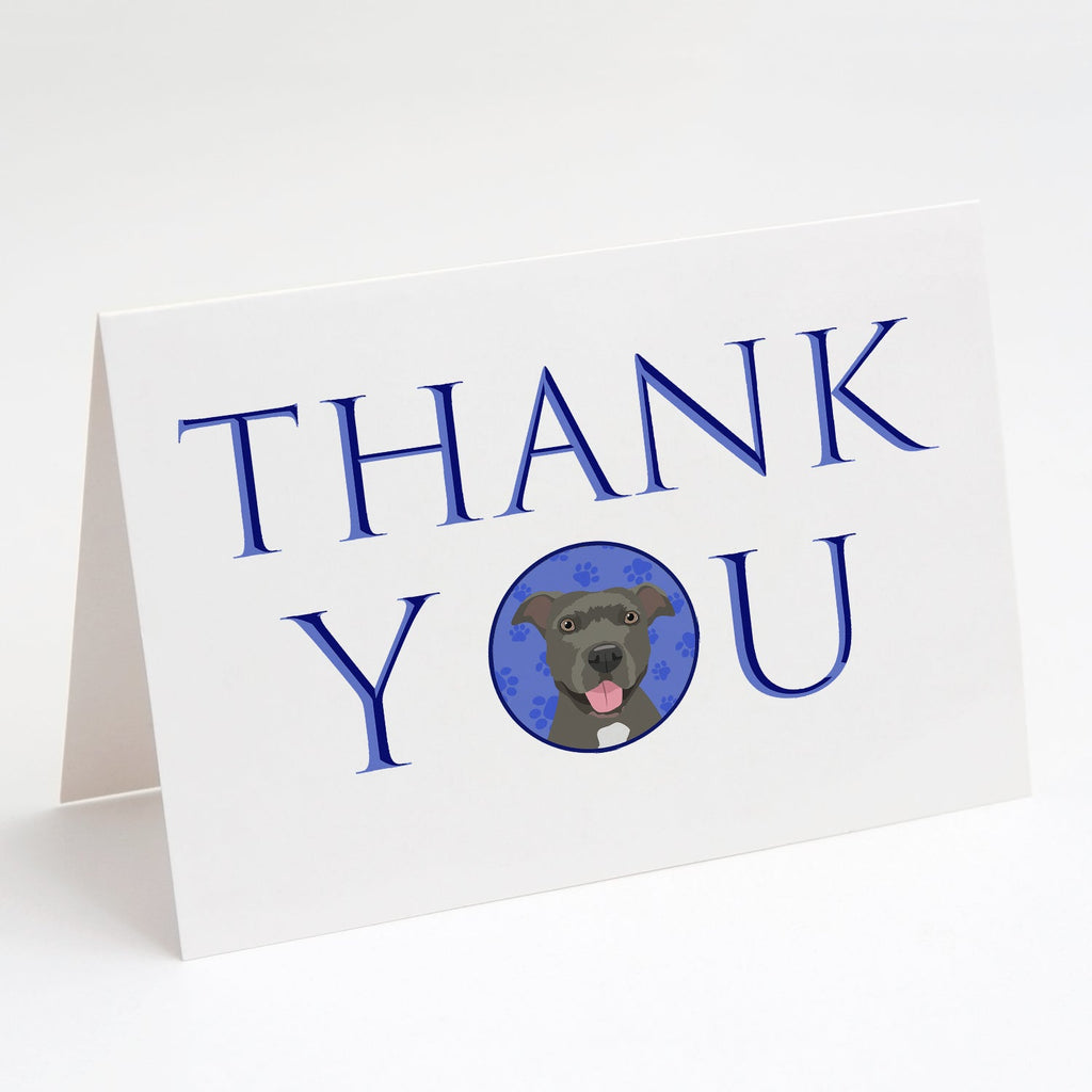 Pit Bull Blue #3 Thank You Greeting Cards Pack of 8 Blank Cards with Envelopes Whimsical A7 Size 5x7