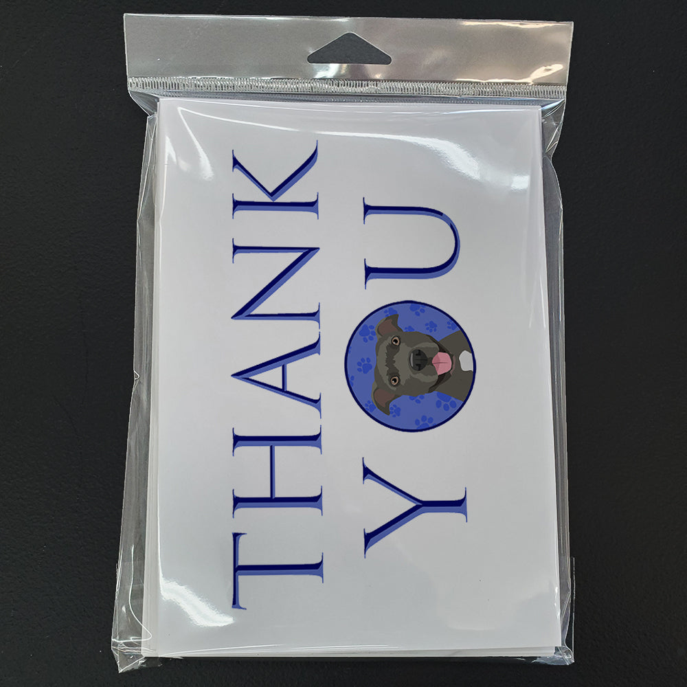 Pit Bull Blue #3 Thank You Greeting Cards Pack of 8 Blank Cards with Envelopes Whimsical A7 Size 5x7