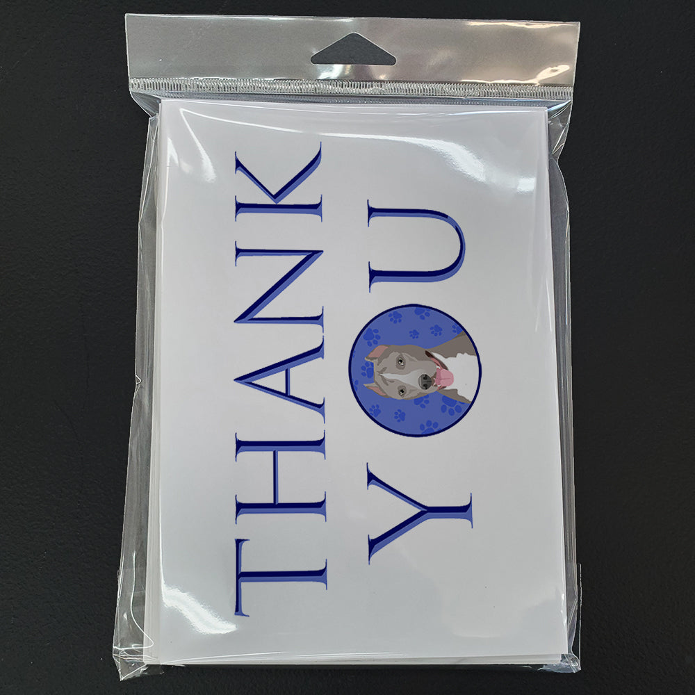 Pit Bull Blue #5 Thank You Greeting Cards Pack of 8 Blank Cards with Envelopes Whimsical A7 Size 5x7