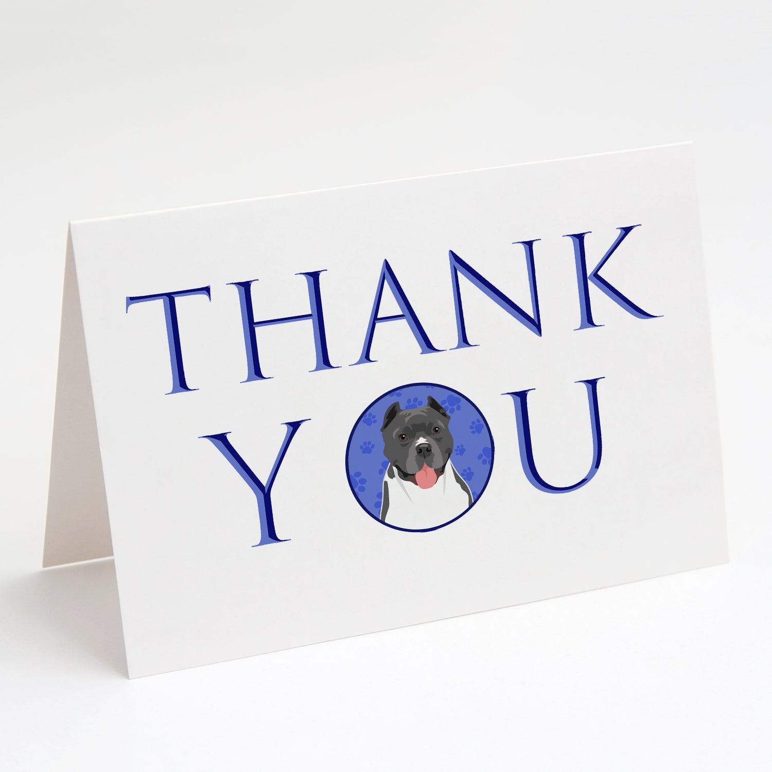 Pit Bull Blue #7 Thank You Greeting Cards Pack of 8 Blank Cards with Envelopes Whimsical A7 Size 5x7